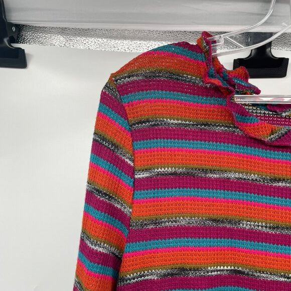 Altard State Lightweight Striped Sweater Ruffle Hem Long Sleeve Size Large - Picture 5 of 9